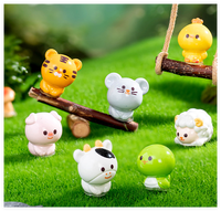 Petit Cadeau Kawaii Dessin Animé Nouvel An Chinois 3D Serpent Lapin Vache Singe Tigre Poupée Zodiaque Figurines Résine Enfants Art Artisanat Ornements