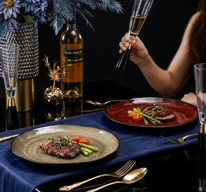 Retro Kiln Glaze Multi-color <b>Ceramic</b> <b>Plates</b>, Premium Western Tableware for Steak Pasta Bulk Wholesale Custom Gift Box Restaurant - Product Image 4