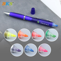 Échantillon disponible – Stylo bille et surligneur 2-en-1 en plastique, double face pour écrire et dessiner