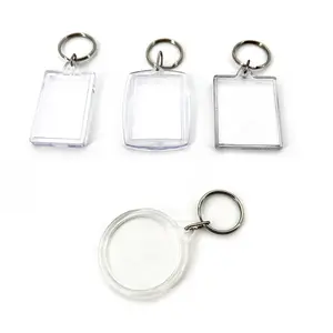 Contenu personnalisé Transparent Acrylique Porte-clés Blancs Album Porte-clés en plastique Cadre Photo Personnalisé Porte-clés en acrylique