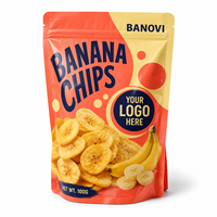 Op maat gemaakte bedrukte verpakkingstas, staande pouch met hersluitbare ritssluiting voor bananenchips, gedroogd fruit, snacks, eigen label
