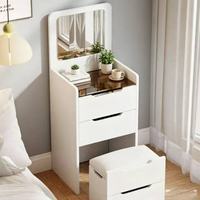 Table de toilette moderne et élégante pour femmes avec miroir éclairé par LED et rangement avec tiroirs, bureau de maquillage pour chambre à coucher