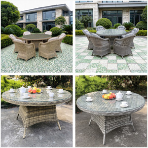 Professional Manufacturer: Commercial Grade Light Brown Rattan <b>Outdoor</b> Dining Set for Resort & Hotel Projects - OEM/ODM Support - Product Image 2