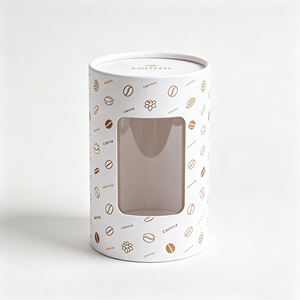 Boîte cylindrique en carton robuste avec fenêtre transparente pour emballage de marque, personnalisable OEM pour grains de café. - Product Image 5