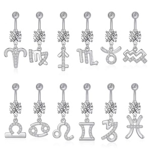 <span class=keywords><strong>Gaby</strong></span>'s último estilo Acero inoxidable Zodiaco ombligo anillo garra ajuste Piercing joyería para bodas - Product Image 1