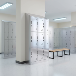 Casier en acier inoxydable Barium à 4 niveaux avec serrure pour armoire de rangement de bureau, conception multi-portes, homologué FM, capacité de plus de 156 lb - Product Image 5