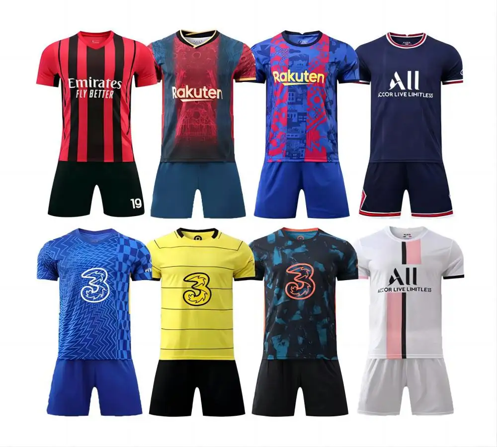 Camisa de treinamento de jogadores de futebol de qualidade da Tailândia mais vendida, uniforme esportivo para equipe de futebol para adultos, camisa da Tailândia