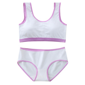 Ensemble soutien-gorge et culotte en coton pur blanc pour adolescentes de <span class=keywords><strong>12</strong></span> <span class=keywords><strong>ans</strong></span>, couleur unie, anti-éblouissement, pour la puberté - Product Image 5