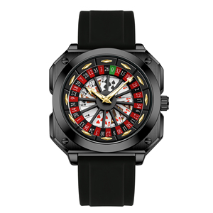 Men's Poker Style Quartz Watch Rubber Strap Casino Dial <b>Playing</b> <b>Cards</b> Design Fashion Wristwatch - Product Image 1