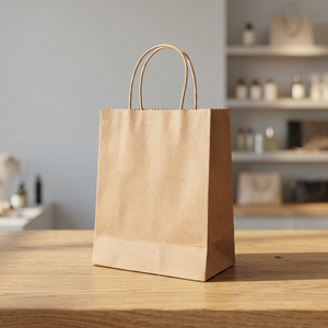 Sacs en papier kraft imprimés sur mesure avec poignées, sacs de shopping à fond plat pour l'emballage et le transport de marchandises en détail - Product Image 1