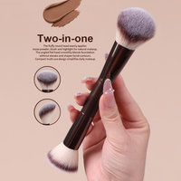 13 Buah Set Kuas Makeup Dua Sisi dengan Bulu Sintetis Lembut, Pegangan Logam, Tas Kosmetik untuk Wajah dan Mata