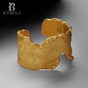 Nova Chegada Anel Largo Grosso Vintage Banhado a Ouro Verdadeiro 925 Prata Esterlina Ajustável para Mulheres Homens - Product Image 1