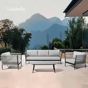 Sofa tali luar ruangan produsen Cina Modern luar ruangan teras furnitur taman Sofa aluminium Set furnitur taman