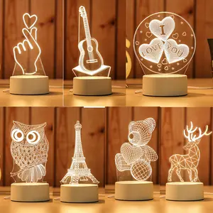 LED Nightlights With USB Cable For Children's Festivals Gifts Acrylic Creative Gifts High Quality 3D Night Lamp
