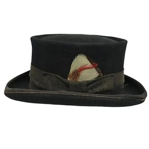 Sombrero de Copa Negro 100% Lana con Cinta, Ajustable 56-62 cm, para Adultos, Fiestas y Viajes - Product Image 4