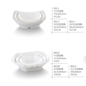 Vajilla de melamina imitación porcelana A8, tazón cuadrado de plástico para sopa, tazón de arroz de resina blanca, creativo para cantina de hotel y comida rápida - Product Image 1