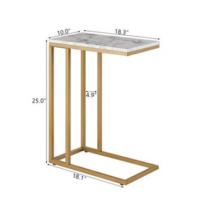 Rectangle High Quality Faux <strong>Marble</strong> <strong>Top</strong> <strong>Side</strong> Coffee <strong>Table</strong> C <strong>Table</strong> <strong>With</strong> Gold Metal Frame - Product Image 2