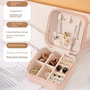 Boîte de rangement portable pour bijoux, organiseur de voyage, étui à bijoux en cuir PU, rangement pour boucles d'oreilles, colliers, bagues, présentoir à bijoux - Product Image 3