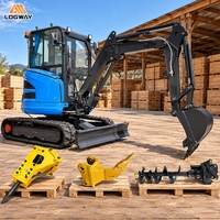 Mini-excavatrice LOGWAY en stock avec climatisation électronique en option et chenilles stables pour l'entretien des propriétés