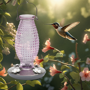 Mangeoire à colibris de meilleure qualité Mangeoire à colibris en verre à poignée ferme avec 4 ports d'alimentation - Product Image 4