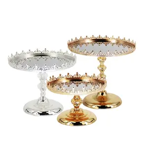 Custom Iron Wrought Antique Gold Mirror Cake Stands For Party Decoration