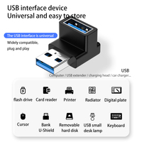 USB 3.0 90 Derajat Adaptor USB Sudut Kanan USB Pria Wanita Untuk Laptop SSD Kabel Extender Hard Drive