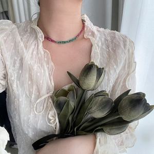 สร้อยคอผู้หญิงประดับมุกและคริสตัลหลากสีสัน ดีไซน์หรูหรา สร้อยคอสแตนเลสสามชั้น รุ่นใหม่ปี 2025 - Product Image 2