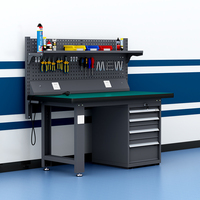 Banc de travail robuste avec panneau perforé, tiroirs et multiprise, table de travail antistatique ESD pour atelier, garage, réparation