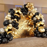 Kit de guirlande de ballons noirs ballons de confettis d'or Ballons en latex Kit d'arc pour les décorations de fête d'anniversaire d'anniversaire d'anniversaire de remise des diplômes
