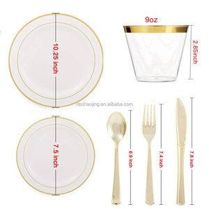 ชุดจานชามพลาสติกแบบใช้แล้วทิ้ง 700 ชิ้น ขายดี สำหรับงานเลี้ยง งานแต่งงาน รองรับแขก 100 ท่าน อุปกรณ์ตกแต่ง - Product Image 3