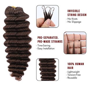 Extensions de cheveux humains Remy au crochet, invisibles, de haute qualité, double trame, personnalisables en ondulations et couleurs, tissage machine double trame - Product Image 6