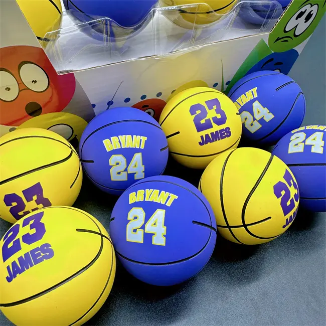 HAPU éxito de ventas baloncesto digital 6cm logotipo personalizado 24 23 Juego de Pelota de goma hueco pelota alta elástica juguetes deportivos para niños