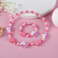 Nouvelle version coréenne : Ensemble de décoration DIY pour filles, collier et bracelet en bois avec pendentifs animaux, vente en gros directe d'usine