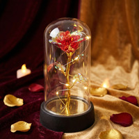 Rose éternelle sous cloche en verre, veilleuse, emballage de haute qualité en boîte colorée, cadeaux transfrontaliers pour mariages et anniversaires