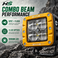 Lumière de travail LED HSSH 40W avec lentille optique Osram 10W IP68 IP69K 9-36V, lumière de conduite tout-terrain pour camion, SUV, ATV, UTV