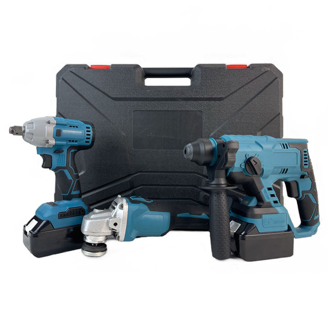 Professional 3-in-1 21V Lithium Ion Battery Power Tool Combination Set Hard Case Rechargeable Wrench Angle Mill Impact Drill OEM