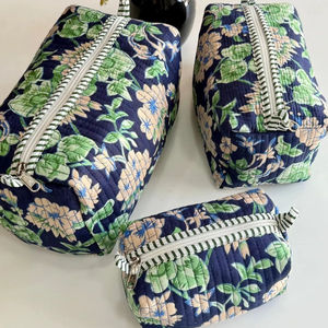 Boho Chic <b>Large</b> Travel for Pouch Set Soft Durable Lightweight Eco-Friendly Pure Cotton Fabric Hand Block Printed - Product Image 1