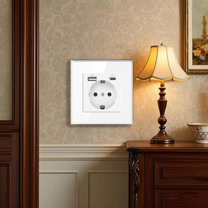 Prise <span class=keywords><strong>murale</strong></span> électrique Schuko standard UE en verre trempé avec ports <span class=keywords><strong>USB</strong></span> et Type-C pour la maison, vente en gros - Product Image 6