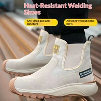 Botas de Seguridad para Hombre, Zapatos de Trabajo para Soldador, con Puntera de Acero Anti-Impactos, de Cuero, Anti-Pinchazos, de Caña Alta