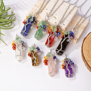 Collier Pendentif <span class=keywords><strong>Arbre</strong></span> de Vie en Cristal Naturel Fait Main pour Femme, Bijou Guérison Reiki, Cadeau pour Filles, Vente en Gros - Product Image 1