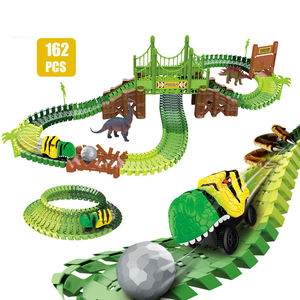 Pista <span class=keywords><strong>de</strong></span> Plástico Educativa para Niños, Bloques <span class=keywords><strong>de</strong></span> Construcción <span class=keywords><strong>de</strong></span> Ferrocarril <span class=keywords><strong>de</strong></span> Alta Velocidad, Modelo <span class=keywords><strong>de</strong></span> Pista Eléctrica con Animales, Dinosaurios y Montañas - Product Image 1