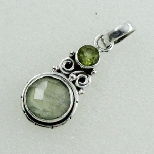 925 Silver Sterling Jewelry <b>Pendant</b> with Prehnite & <b>Peridot</b> Stones Fine <b>Pendants</b> & Charms Wholesaler in India - Product Image 3