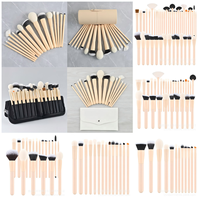 Kit de pinceaux de maquillage personnalisé avec logo, 15 pièces, poils synthétiques doux dégradés, étui de voyage en cuir portable, ensemble de pinceaux cosmétiques