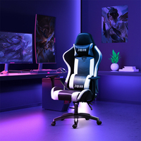 Chaise de bureau ergonomique pivotante en cuir PU, design course moderne, avec accoudoirs fixes, pour gaming et e-sport, vente en gros
