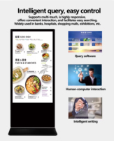 Layar Digital Signage LCD 55 Inci HD dengan Stand, Kios Iklan dengan WiFi/USB/CMS untuk Panel Iklan Layar Sentuh
