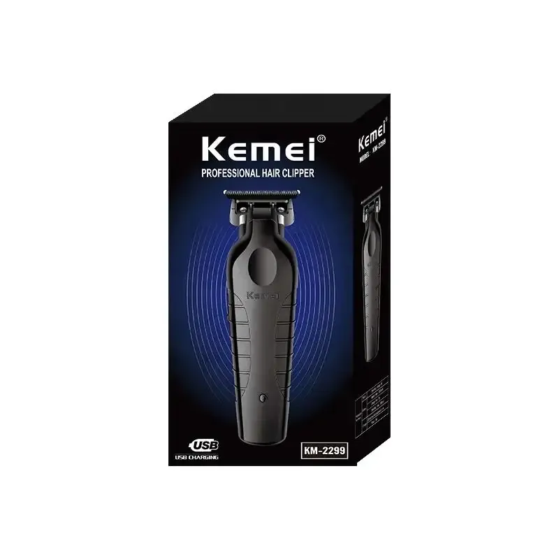 ماكينة حلاقة الشعر واللحية الاحترافية من كيماي Kemei مجموعة أدوات حلاقة الشعر الكهربائية للرجال KM -2299 سوداء اللون بمنفذ Usb