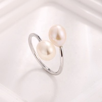 Kammy 7-7.5mm Bijoux de luxe de créateur Double boule en argent sterling 925 plaqué rhodium/platine réglable tendance géométrique