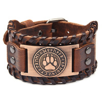 Bracelet Viking Souvenir en cuir véritable pour hommes Bracelet Viking Norse Rune Viking Bijoux