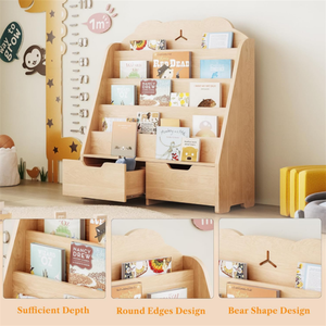 <span class=keywords><strong>Scaffale</strong></span> per libri in legno per bambini a 5 livelli con 2 cassetti per sale giochi e asilo nido - Product Image 6