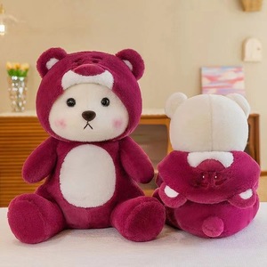 Adorable Ours Nana Transformable en Peluche Ultra Douce, Rembourrage Coton PP, pour Filles et Enfants, Grand Oreiller Fraise, Cadeau d'Anniversaire - Product Image 2